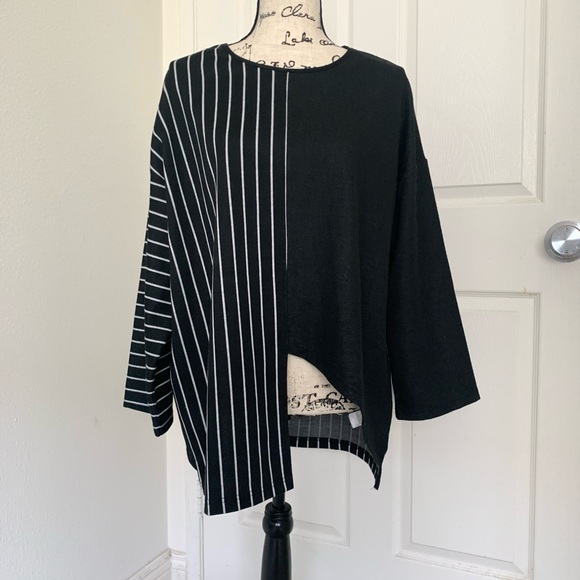 Patrizia Luca Tops - 🆕 Patrizia Luca Striped Uneven Hem Asymmetric Modern Design Tunic Shirt Top